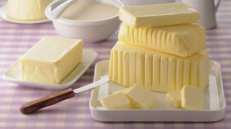 Plates of butter