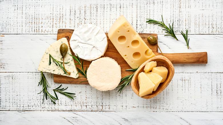 An assortment of cheeses