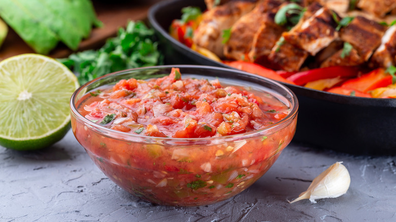 A bowl of chunky salsa