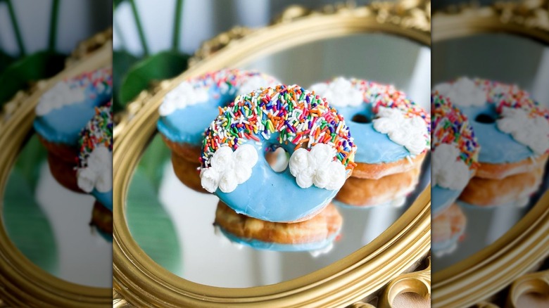 Blue donut with a rainbow