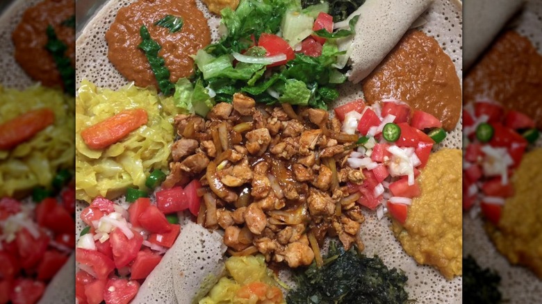 A table of colorful dishes