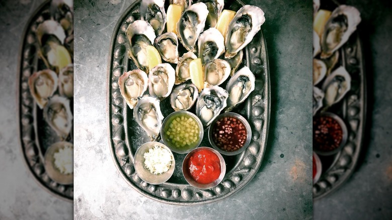 Oysters with four sauces