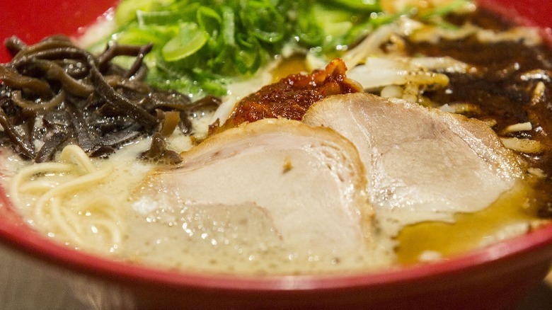 close-up of pork ramen