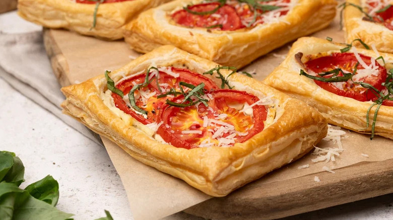 Tomato and cheese danish with herbs