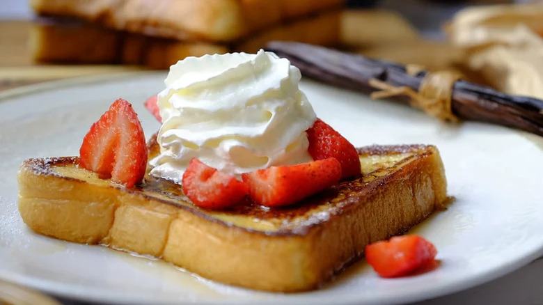 Milk bread French toast on plate