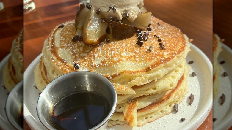 stack of carrot cake pancakes