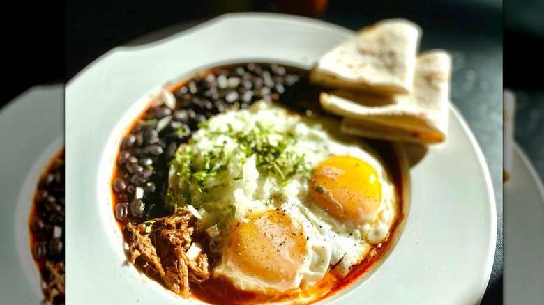 huevos rancheros with black beans