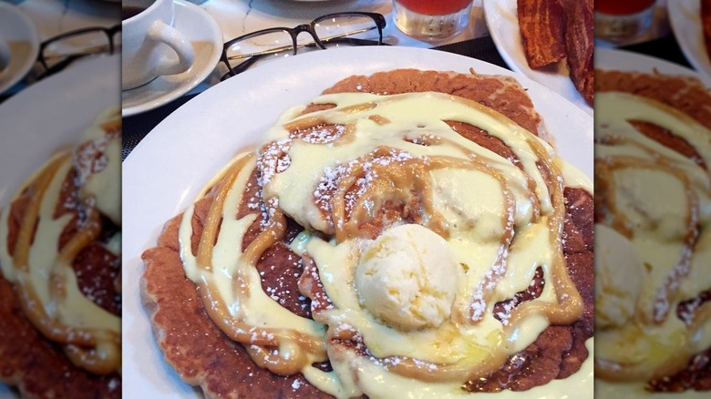 Cinnamon Roll Pancakes Creme Cheese Anglaise