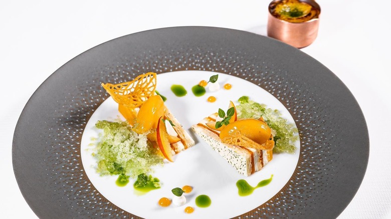 Apricot dessert with butterfly