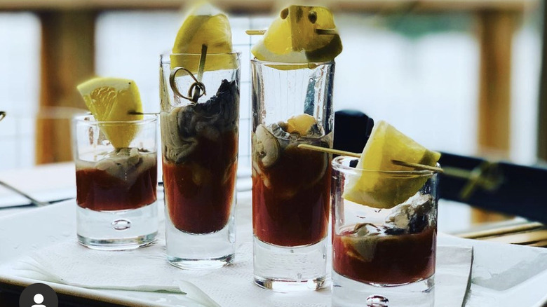 Oyster shooters in various glasses