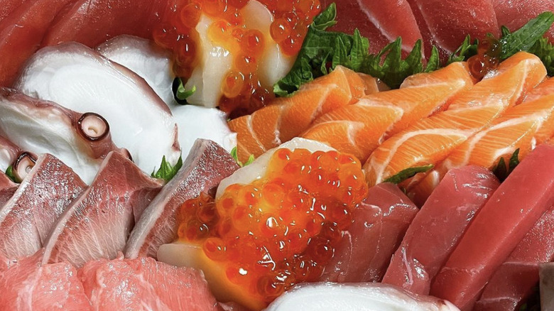 Sashimi plate with seafood