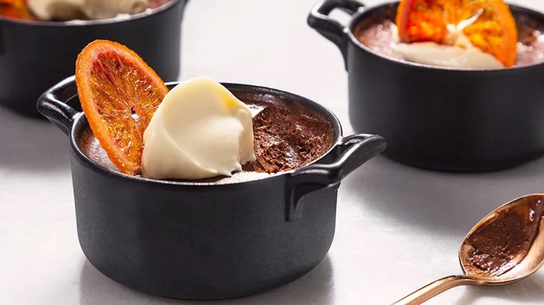 Pots de crème with candied orange