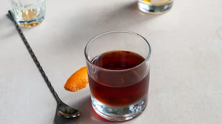 Manhattan with stirring spoon