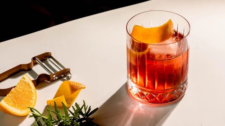 Negroni with orange and rosemary