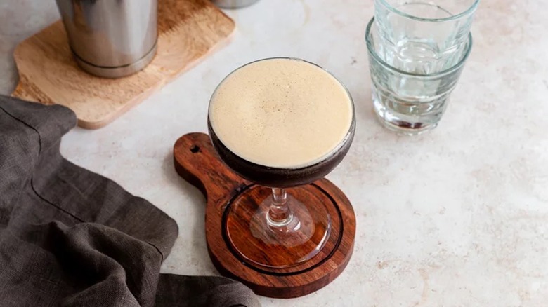 Espresso martini in coupe glass