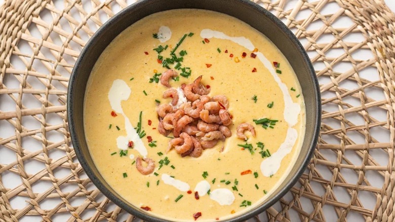 Shrimp bisque in bowl