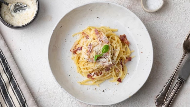 Carbonara with pancetta and Parmesan