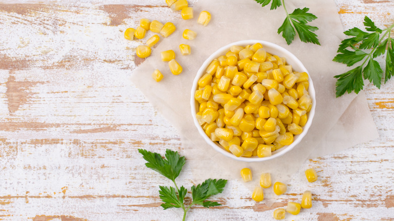 Canned corn in a bowl