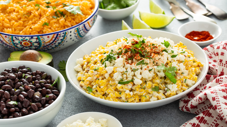 Mexican street corn on table