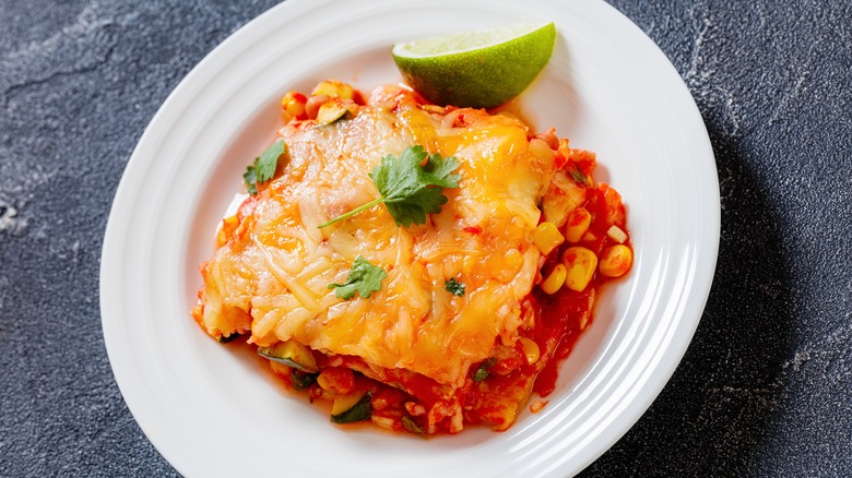 Enchilada casserole with corn