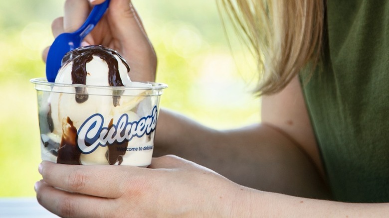 Culver's custard with hot fudge