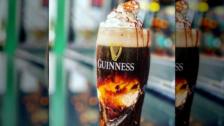 Guinness float with whipped cream
