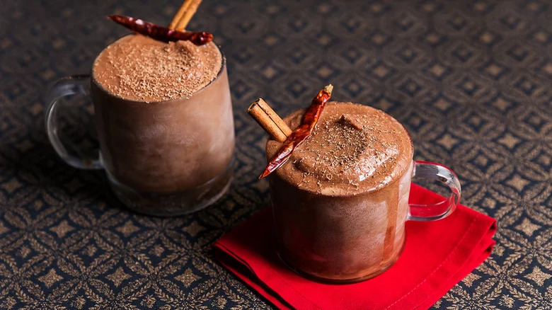 Frozen Mexican Hot Chocolate with cinnamon garnish