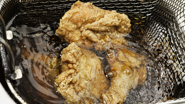 Deep frying chicken