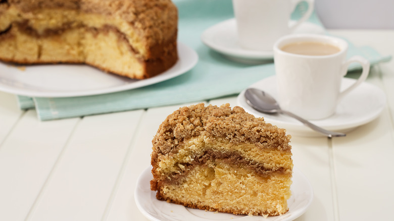 Cinnamon coffee cake with coffee