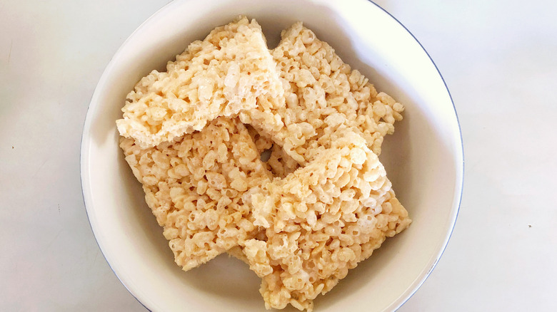 Homemade Rice Krispie treats bowl