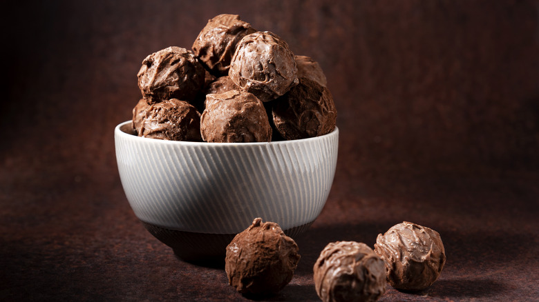 Chocolate truffles in bowl