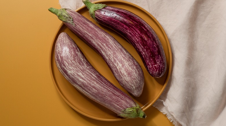 Purple and white streaked eggplant