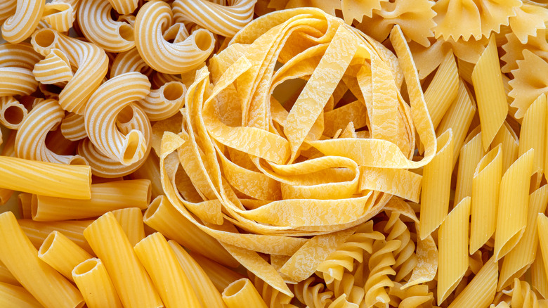 Variety of pasta shapes