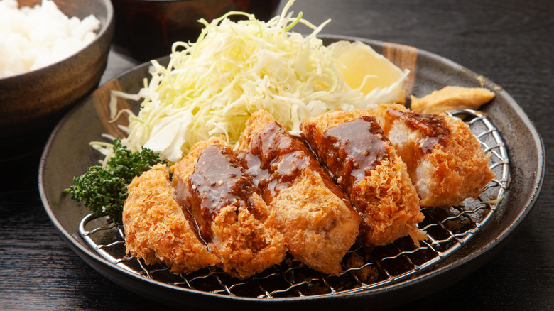 Pork cutlet with tonkatsu sauce