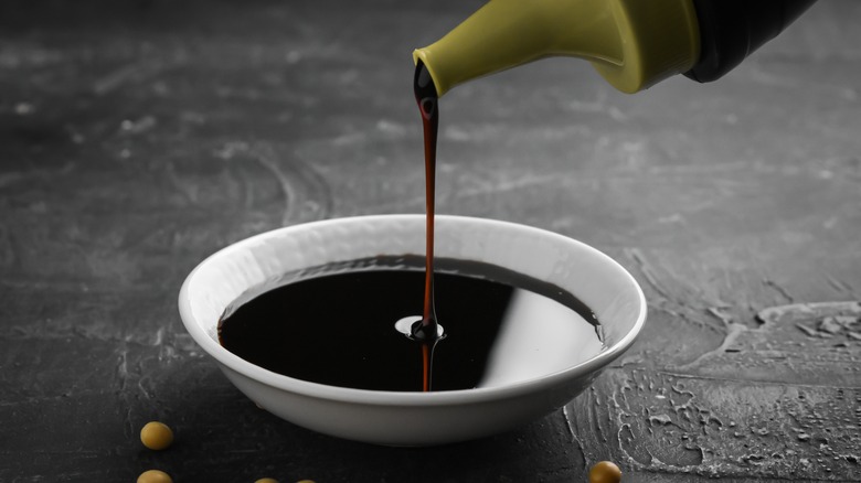 Soy sauce in a dish