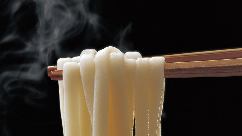 Udon noodles and chop sticks