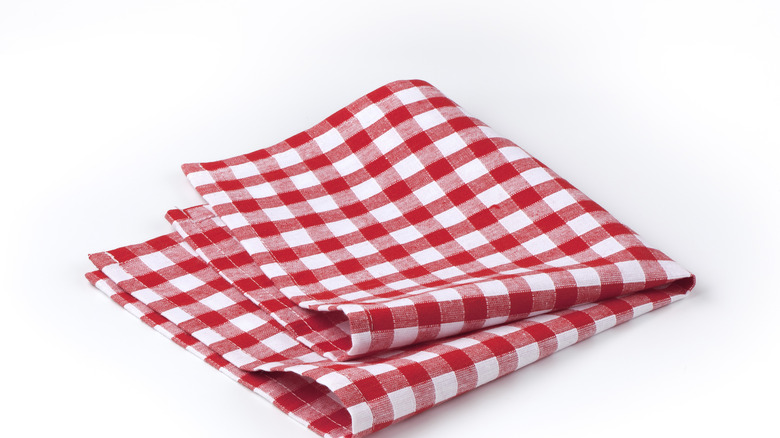 Red checkered dish towel