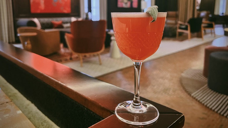 cocktail with chorizo dust