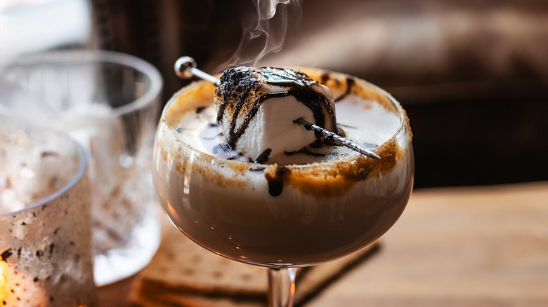 S'mores cocktail with toasted marshmallow