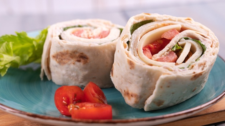 Turkey roll-up with tortilla wrap