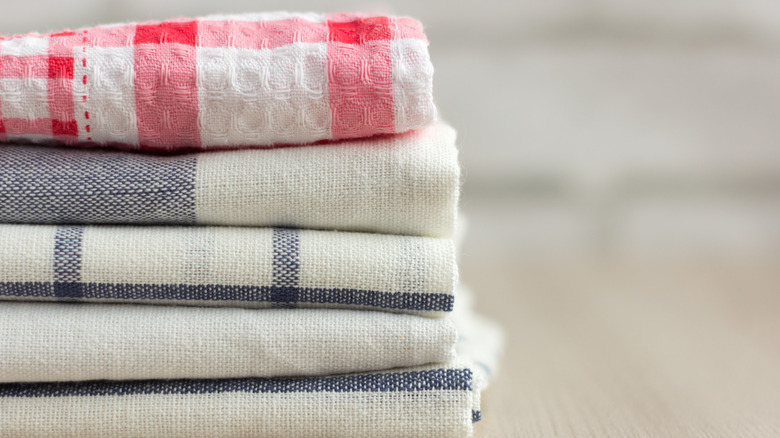 Kitchen towels stacked