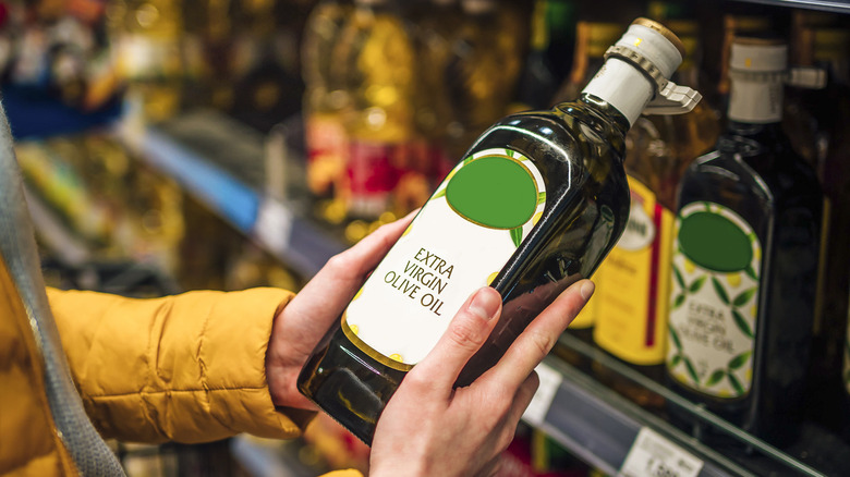 Olive oil in supermarket