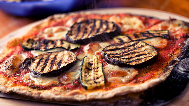 pizza with eggplant slices