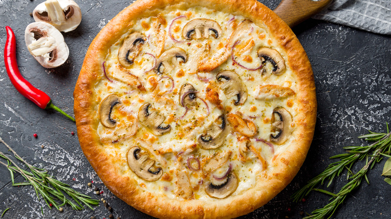 cheese pizza with mushrooms