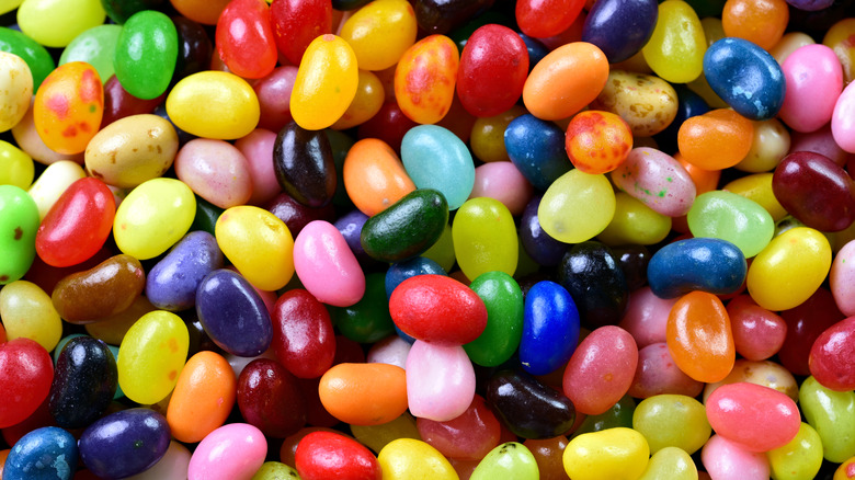 Display of brightly colored jelly beans