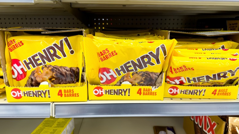 Display of Oh Henry bars in store