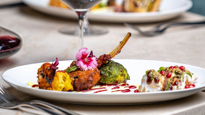 Marinated lamb chop with chaat