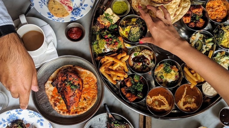 Indian thali with small bowls