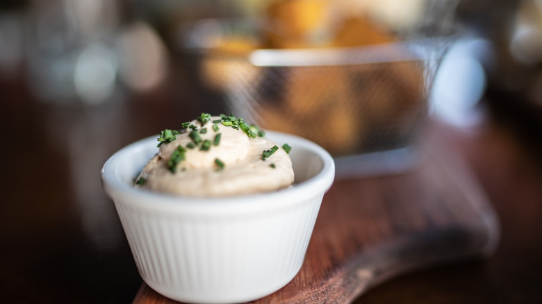 Aioli in small condiment cup 