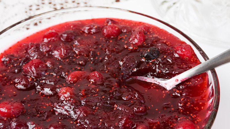 Large bowl of cranberry sauce 